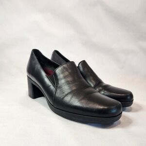 Munro Jemma Comfort Pumps Black‎ Leather Closed Toe Block Heel Womens 9